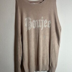 Pink Rose Beige Boujee Oversized Crewneck Sweater. Size Medium